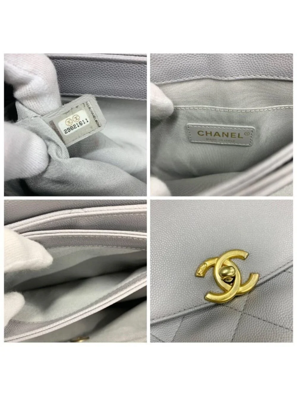 Chanel Quilted CC Logo Caviar Leather 2-Way Shoulder Bag